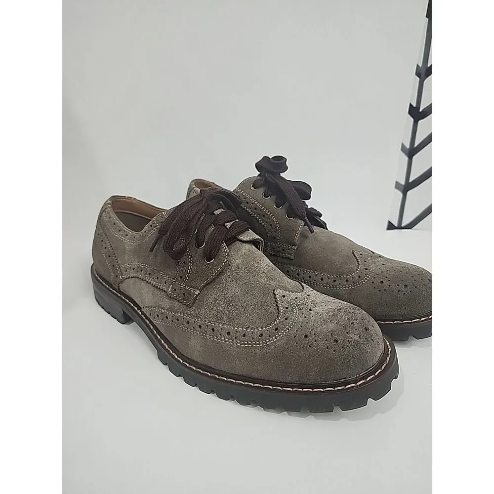 Steve Madden Men's Size 9.5 Wingtip Oxford Shoe Suede Leather Casual Dress Brown
